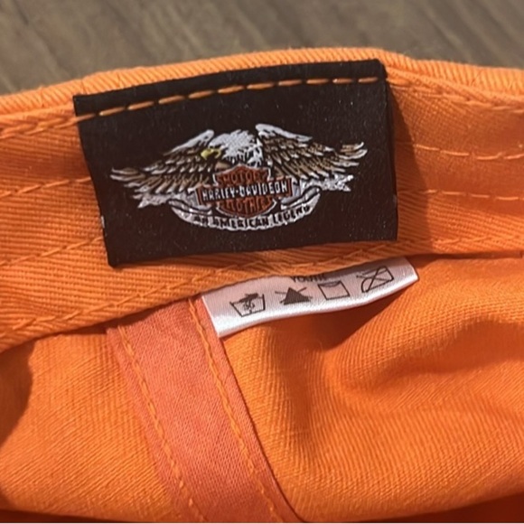 Harley Davidson orange adjustable baseball hall with black eagle - Picture 6 of 7